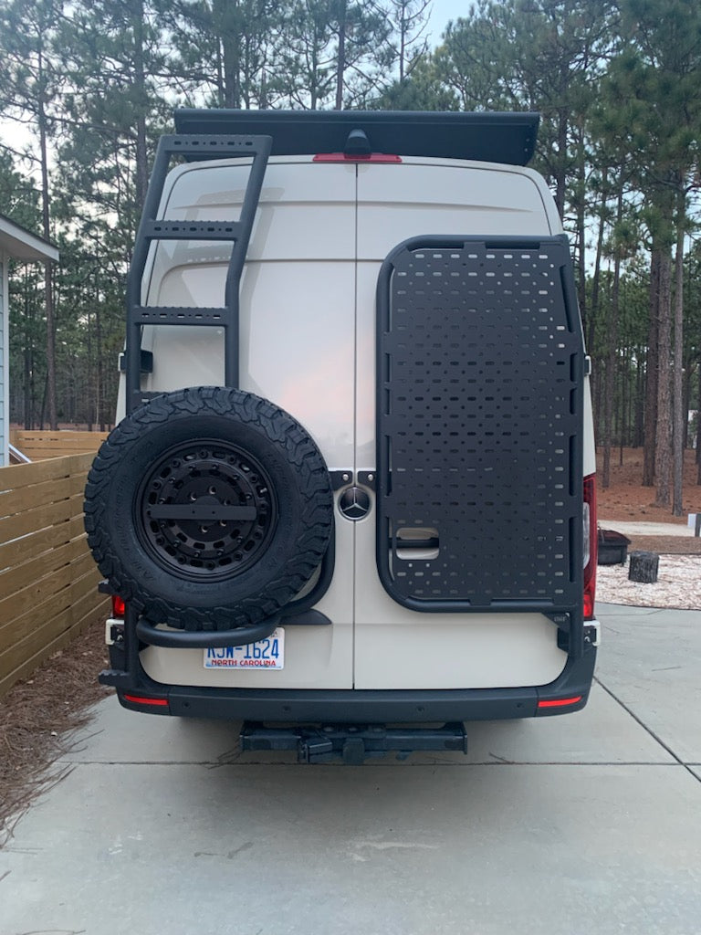 Sprinter van Rear Tire Carrier Integrated Ladder – OffGridFabrications