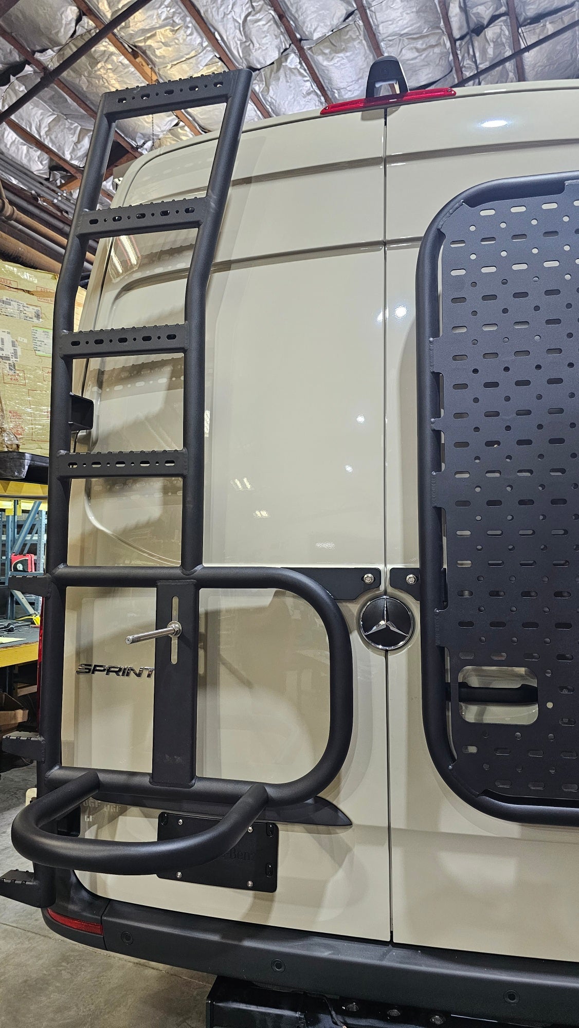 Sprinter Van Rear Hand Rails SPRINTER VAN TIRE CARRIERS – OffGridFabrications