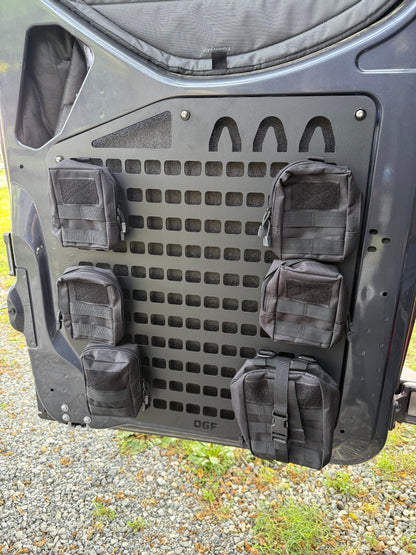 Mercedes Sprinter lower rear door MOLLE panel with modular storage pouches
