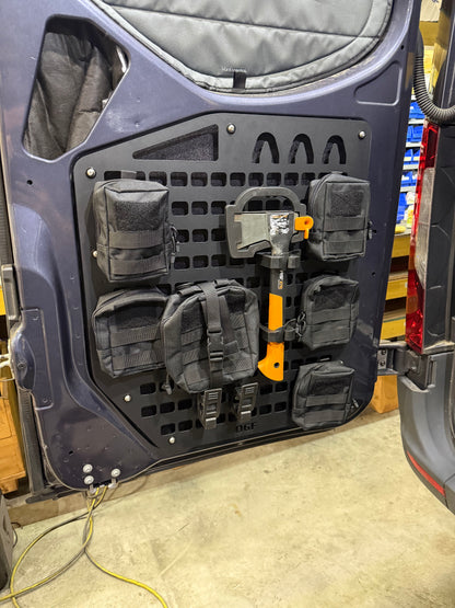 Mercedes Sprinter Rear door Molle Panel with pouches and mounted gear