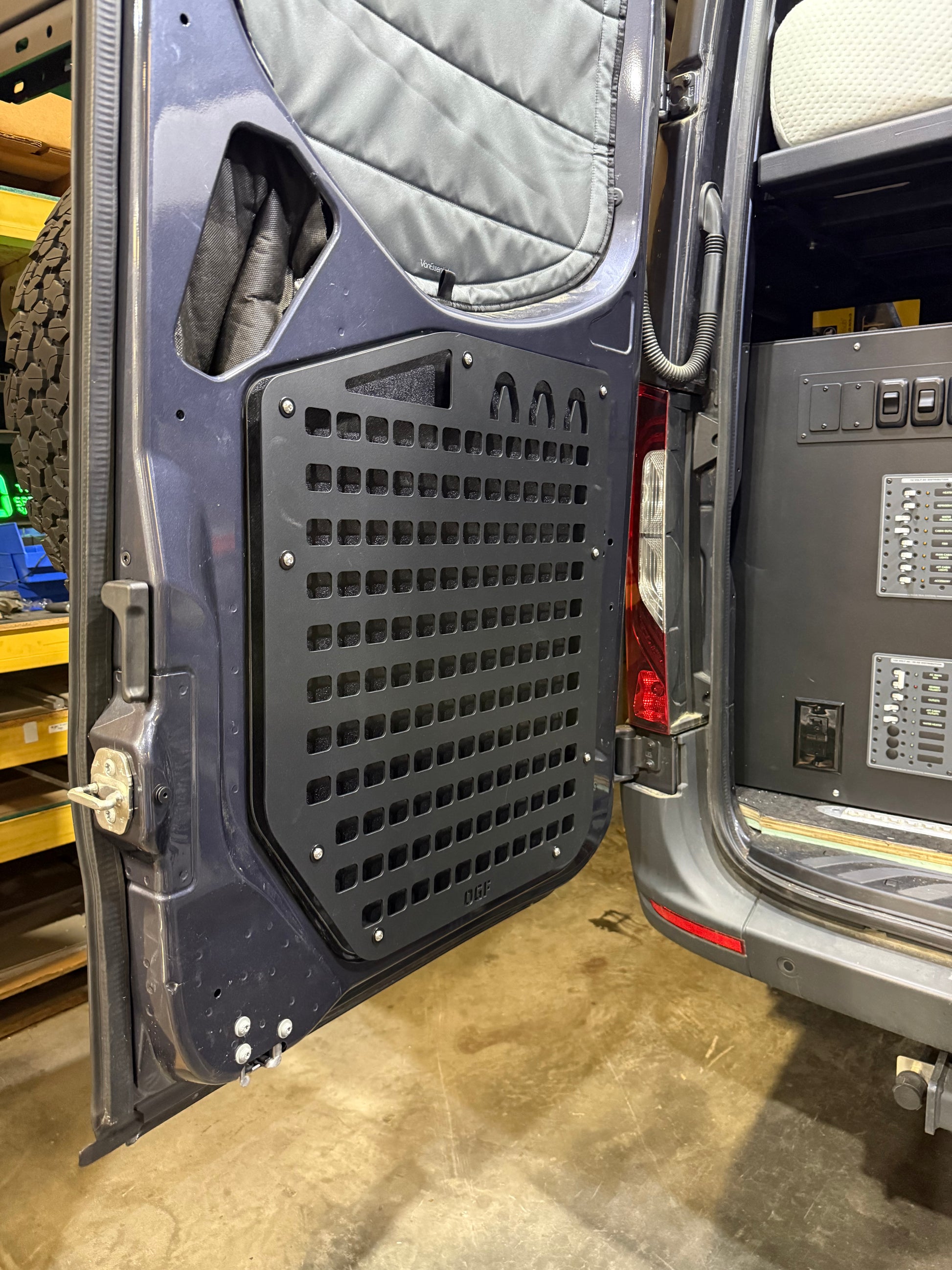 Mercedes Sprinter lower rear door MOLLE panel installed without accessories